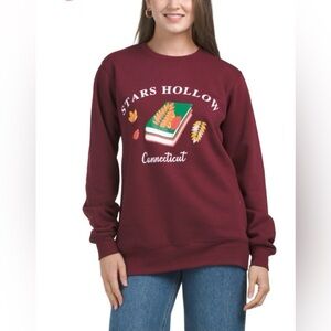 NWT Gilmore Girls Stars Hollow book stack Maroon Sweatshirt- XL